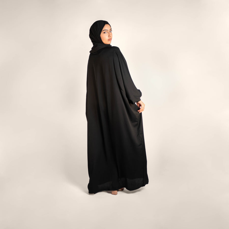 Perfectly Pretty Pearl Lace Accented Abaya