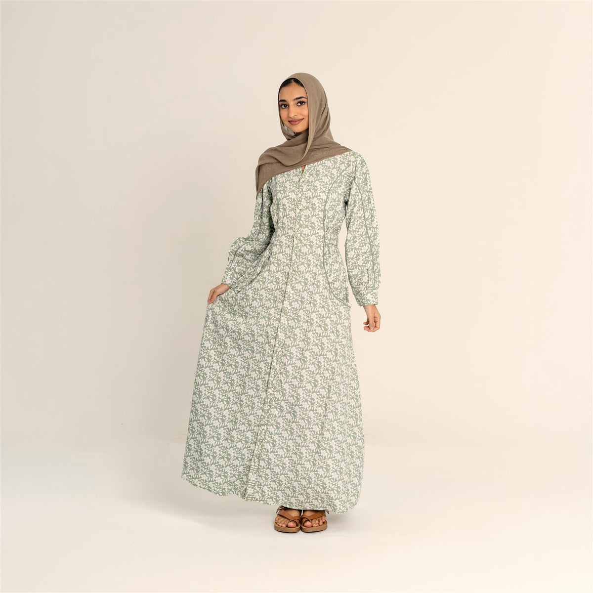 Amara sage floral dress
