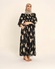 Yusra black floral dress