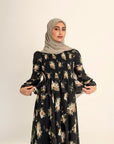 Yusra black floral dress
