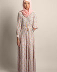 Spring Flower Ruffle Trim Dress