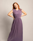 Color Me Purple Elastic Waist Pattern Dress