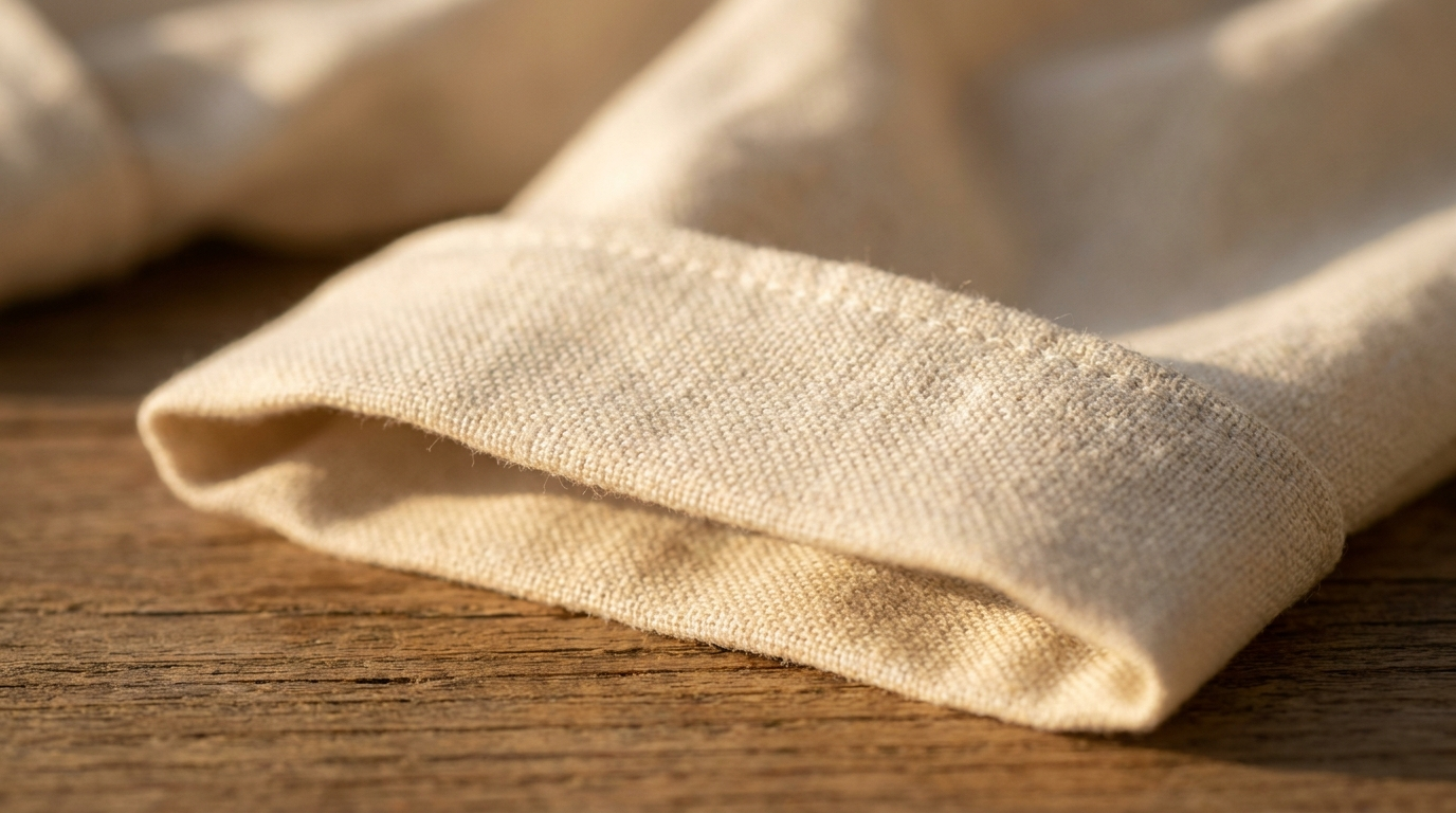 Close-up of the sleeve cuff of a bone modest maxi dress, showing fine craftsmanship