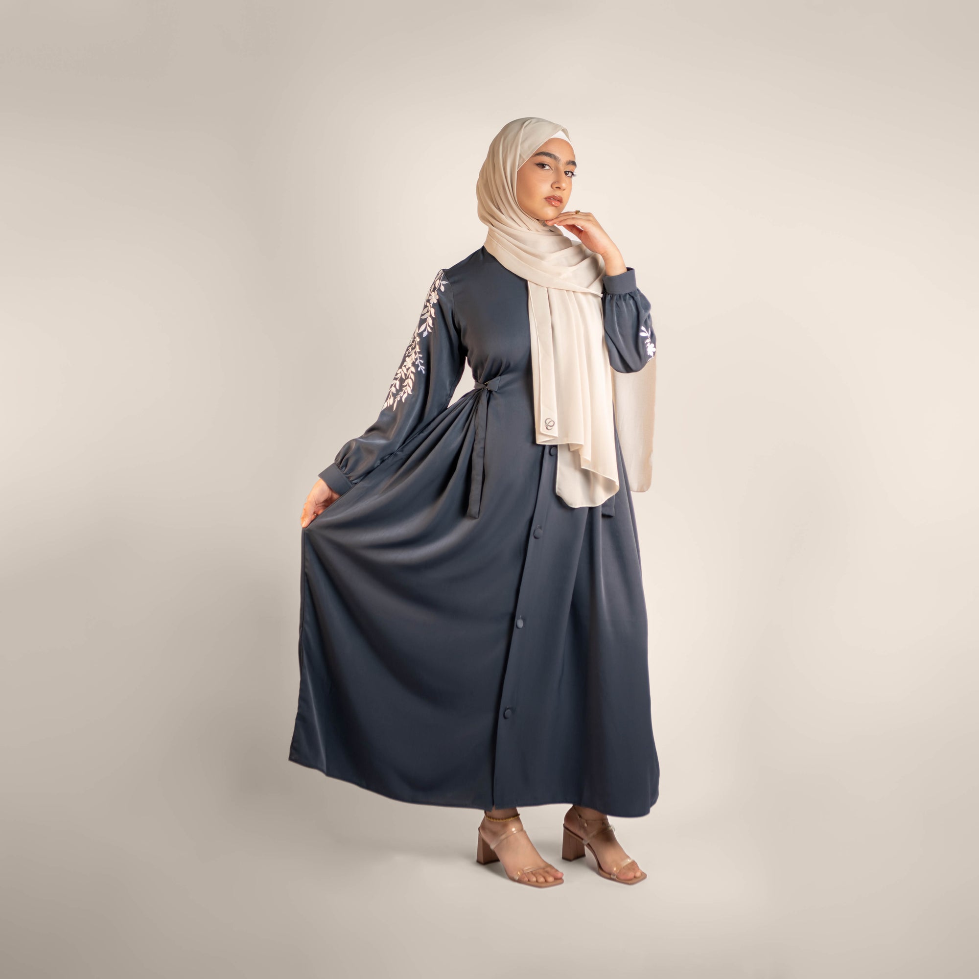 Moonlight Embroidery Detailed Side Tie Dress
