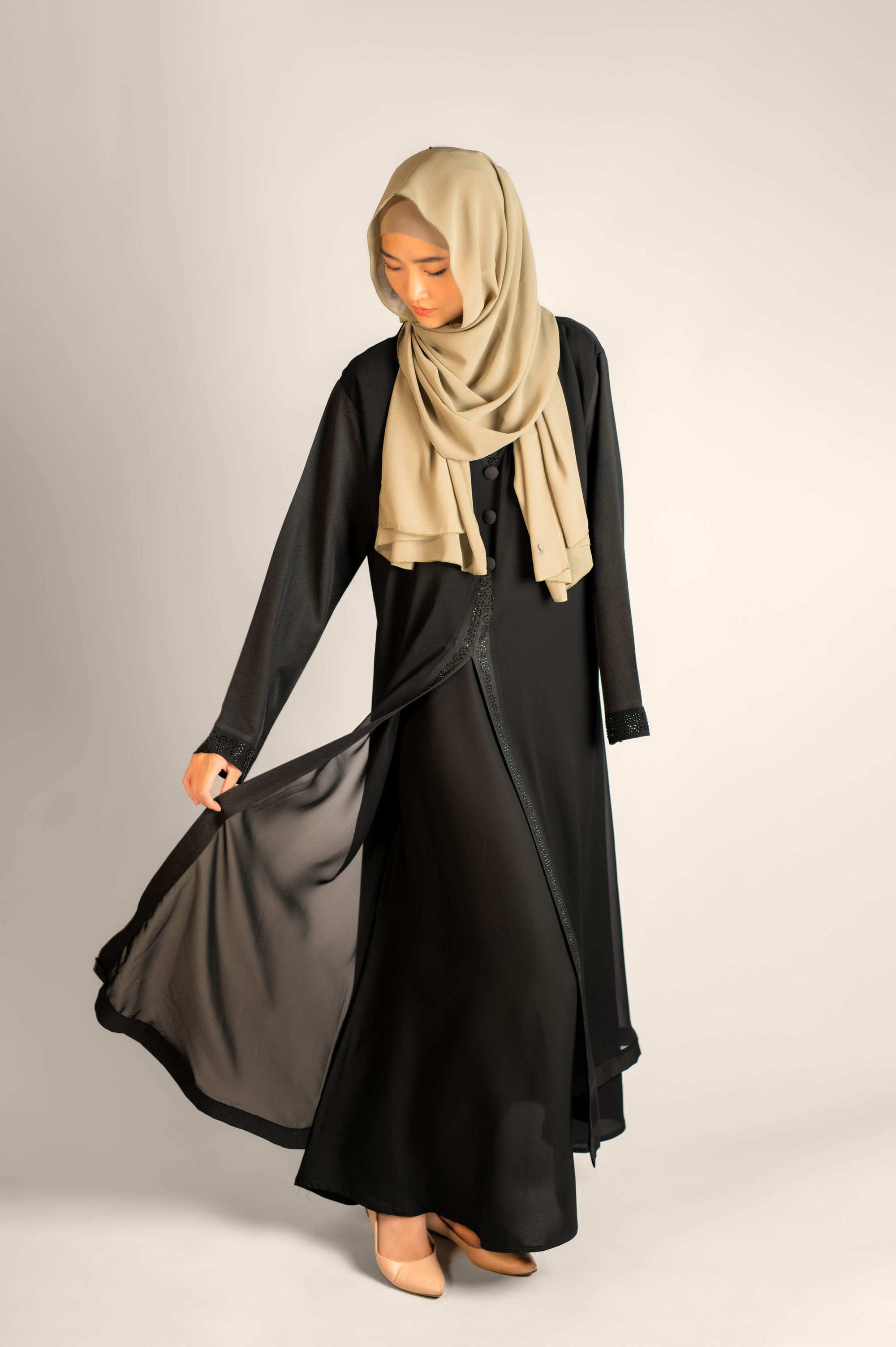 Fairy Tale Crystal Embellished Border Abaya 
