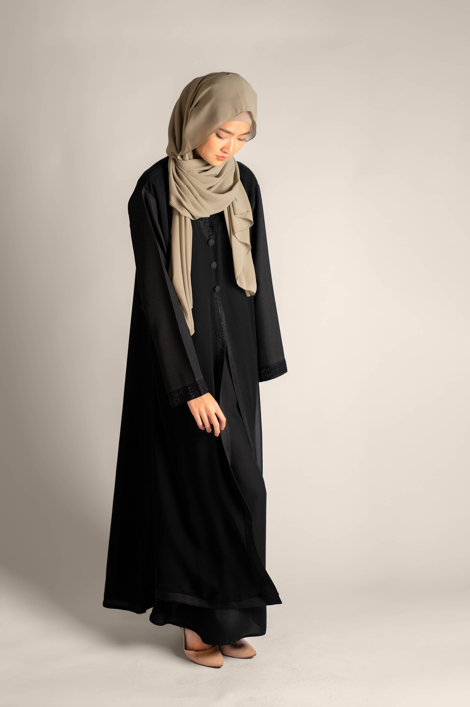 Fairy Tale Crystal Embellished Border Abaya 