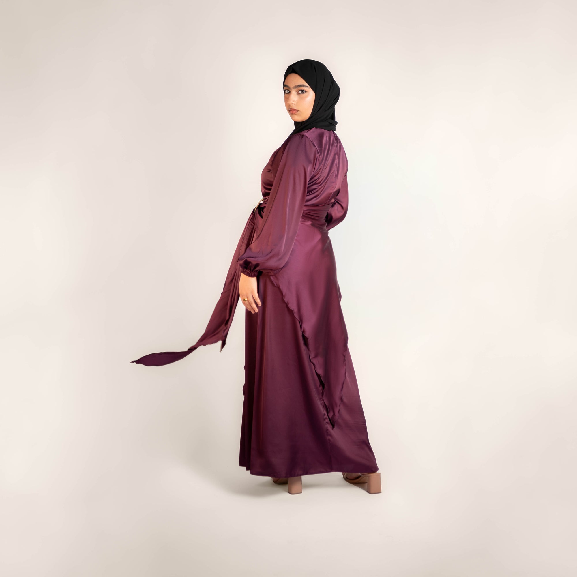 Luxury Lady Tie Waist Satin Dress