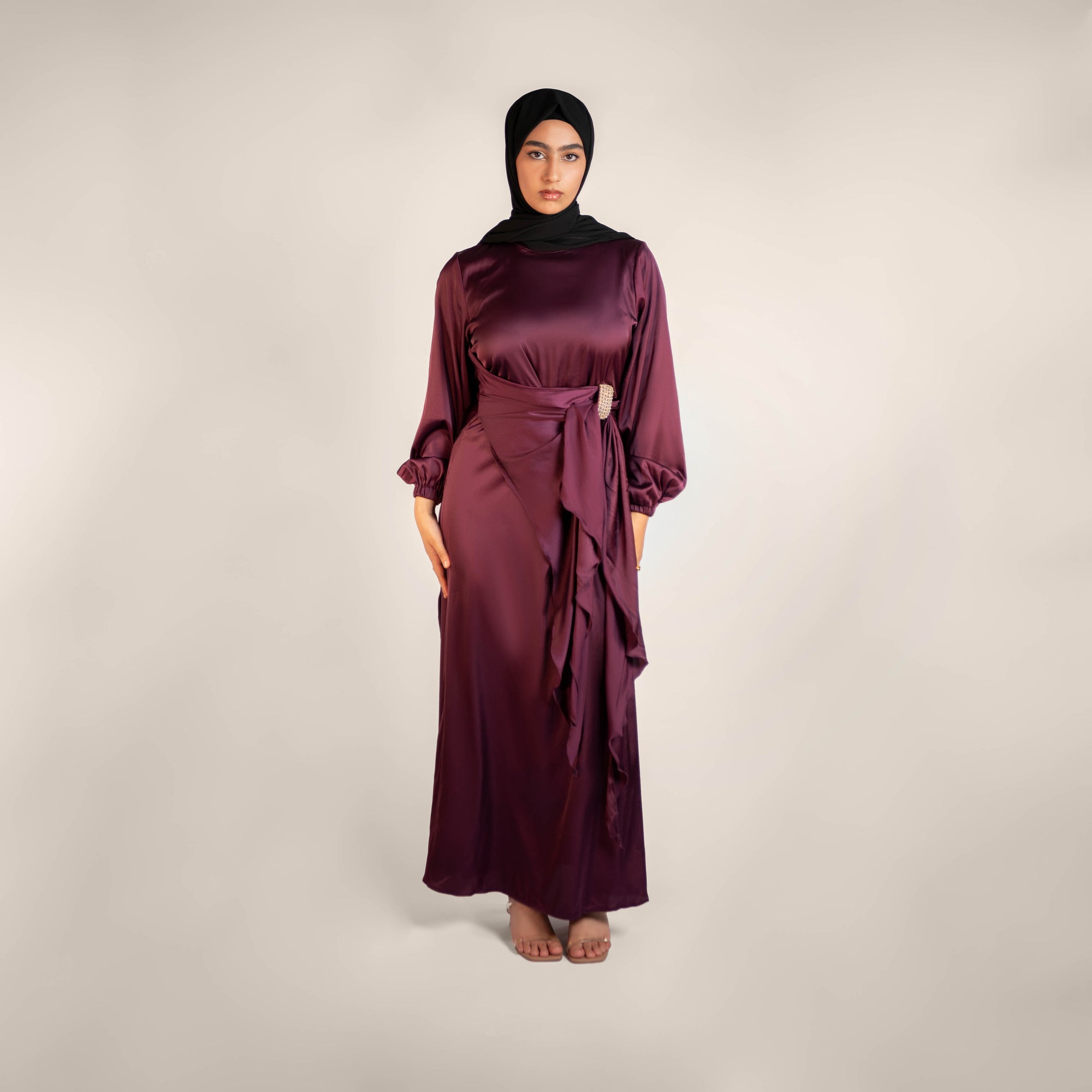 Luxury Lady Tie Waist Satin Dress