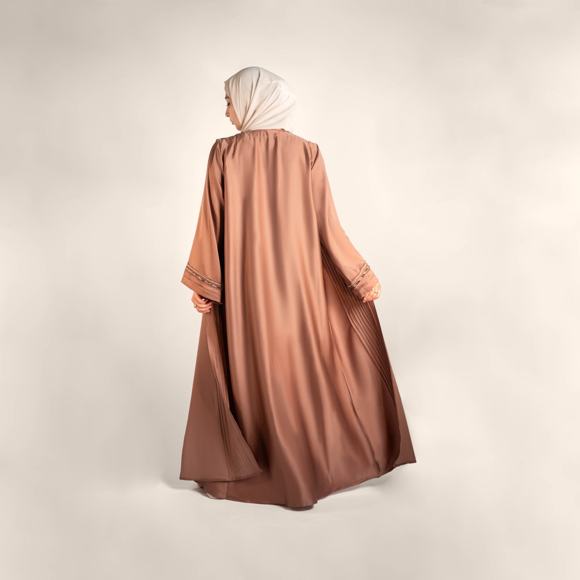 Rosebuds Pearl Detailed Open Front Abaya