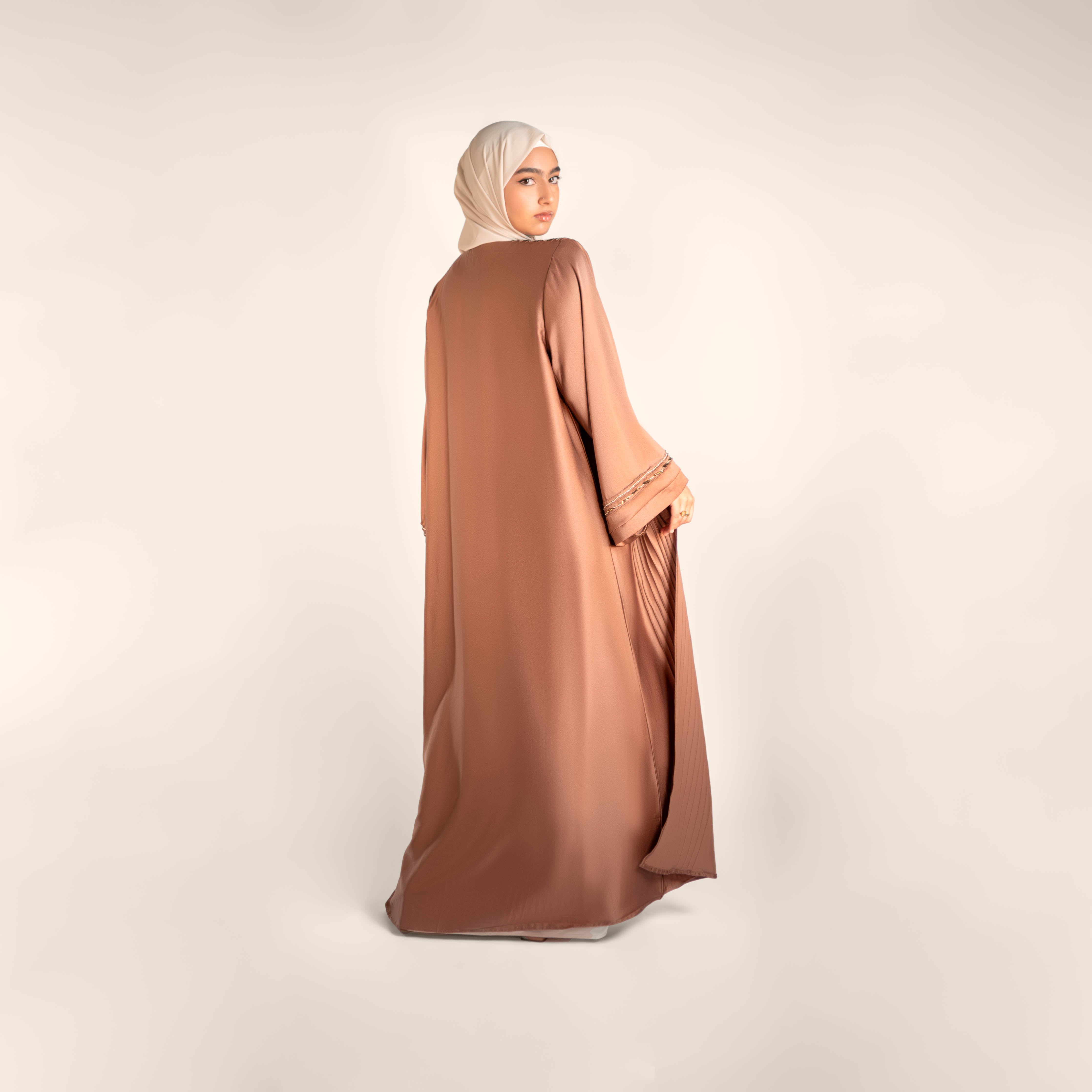 Rosebuds Pearl Detailed Open Front Abaya