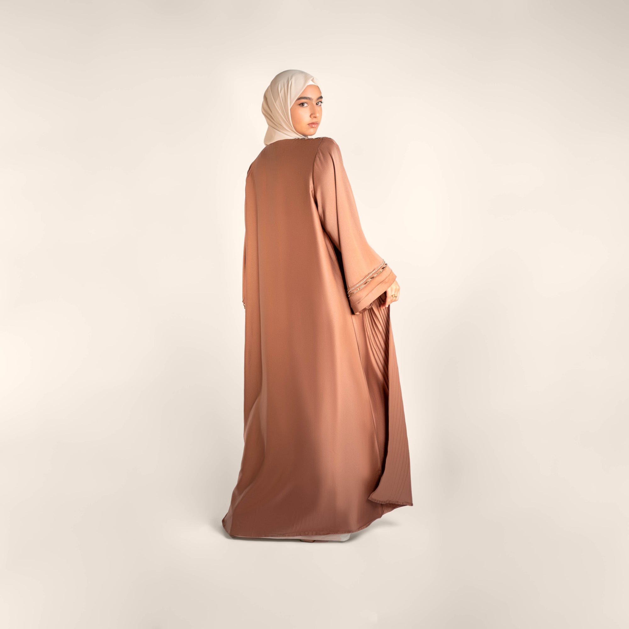 Rosebuds Pearl Detailed Open Front Abaya