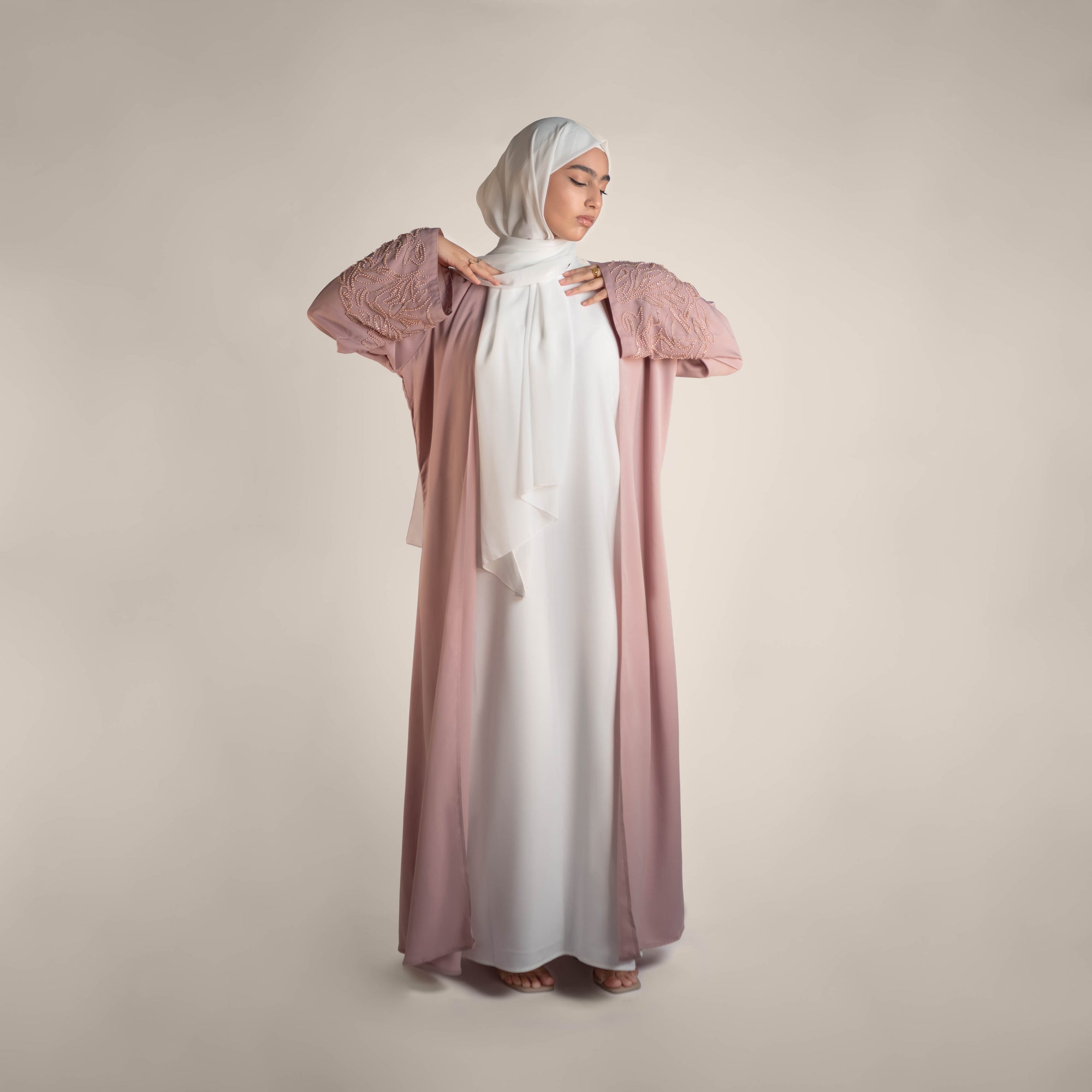 Royal Touch Pearl Embellished Sleeve Abaya