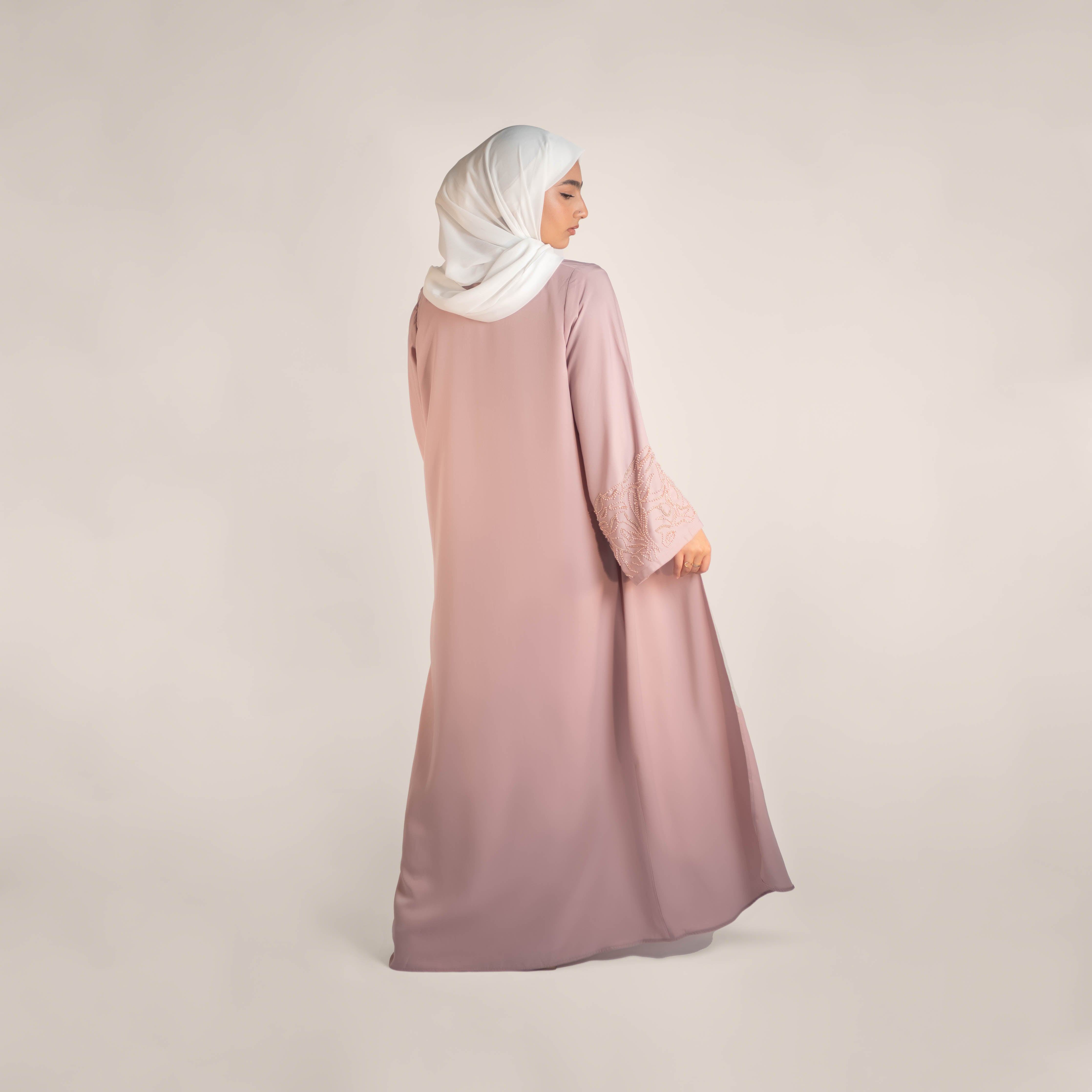 Royal Touch Pearl Embellished Sleeve Abaya