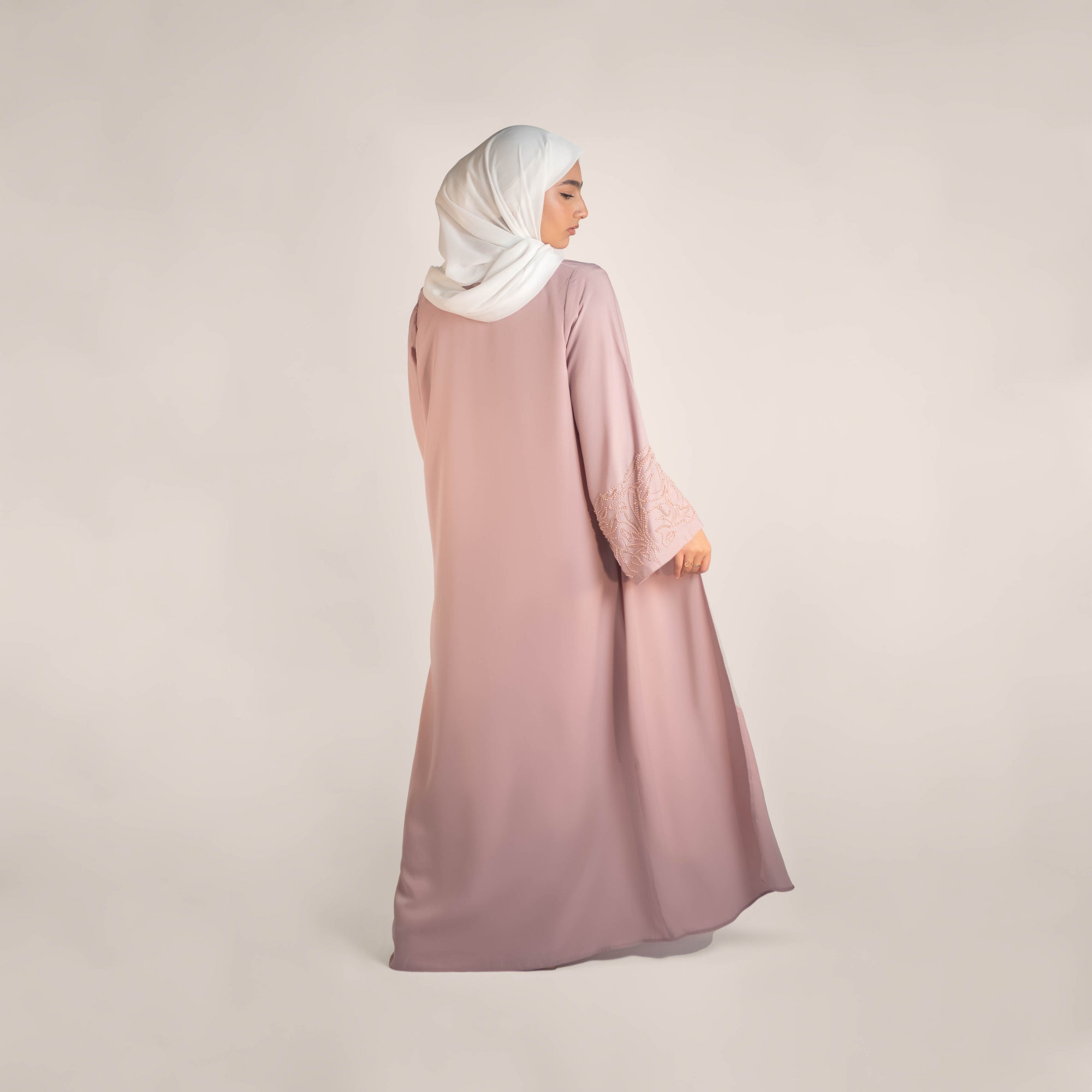 Royal Touch Pearl Embellished Sleeve Abaya