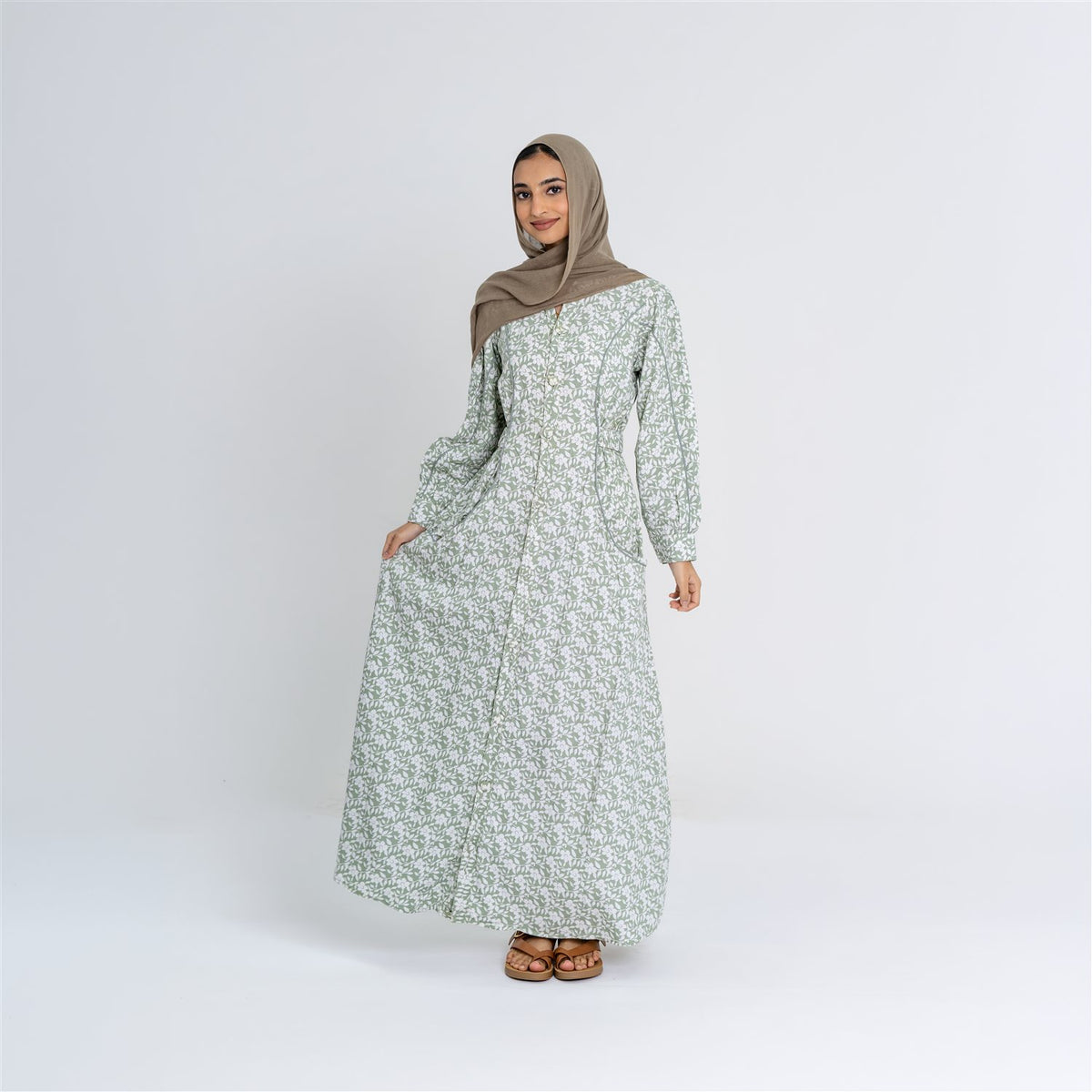 Amara sage floral dress