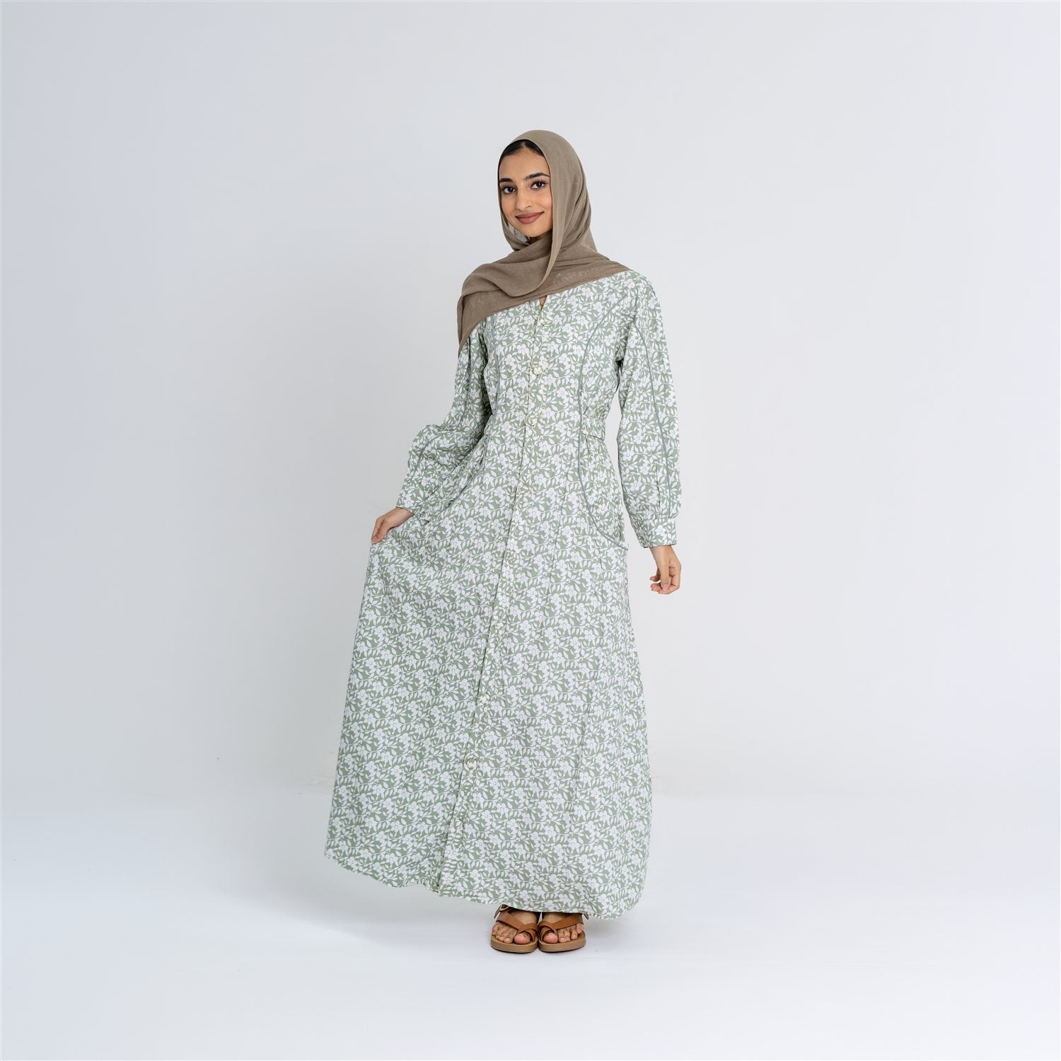 Amara sage floral dress