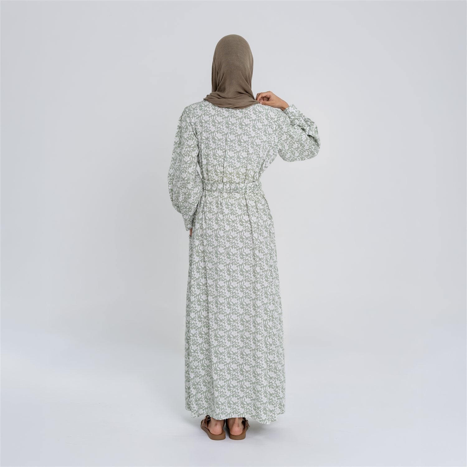 Amara sage floral dress