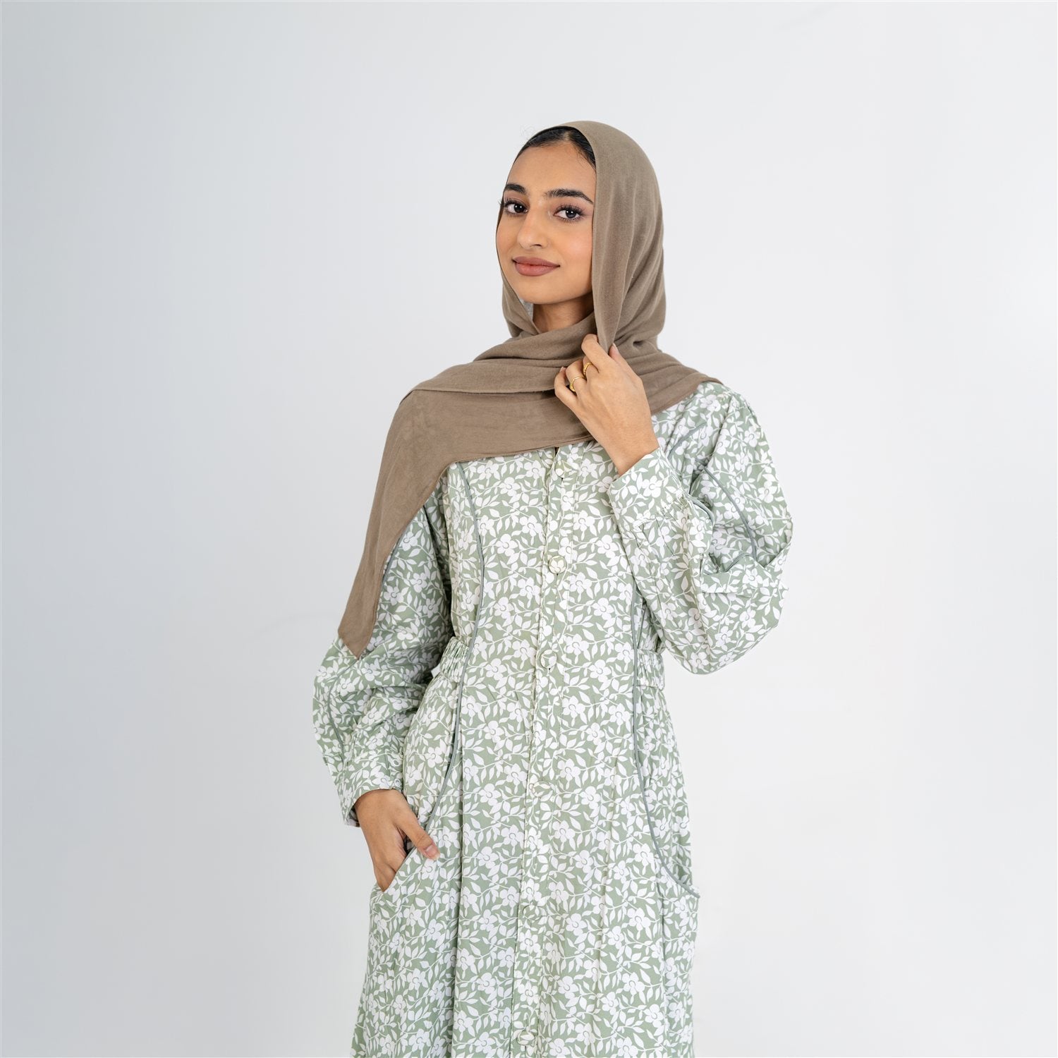 Amara sage floral dress
