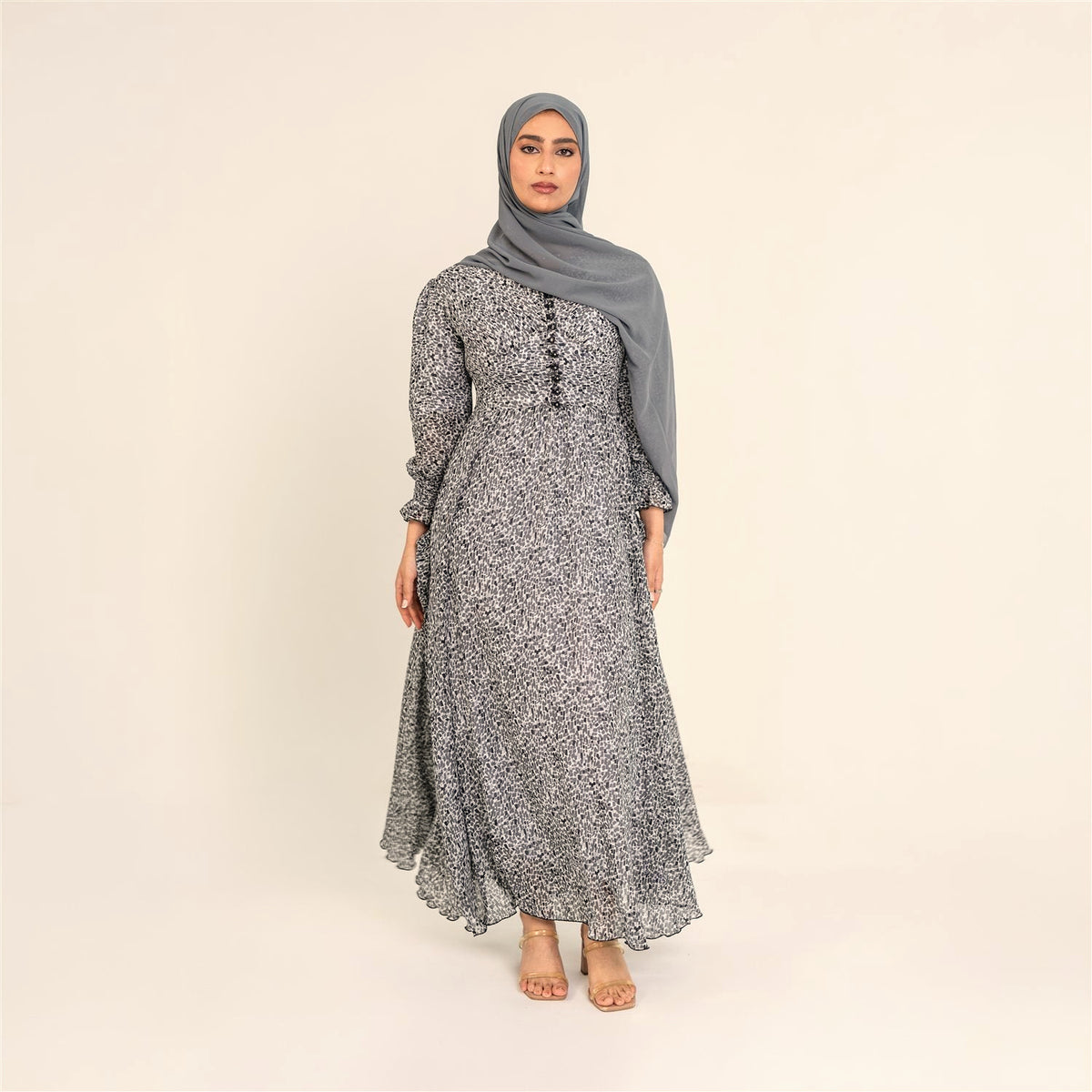 Dahlia grey print dress