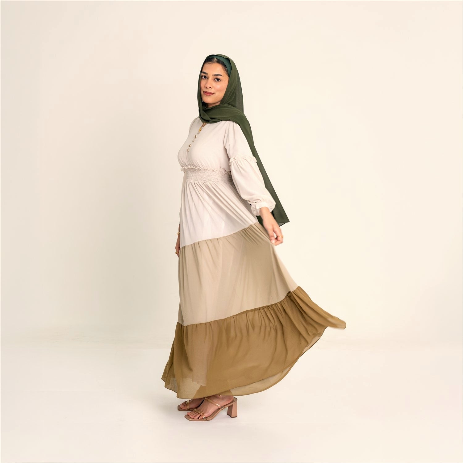 Layla sage two-tone dress