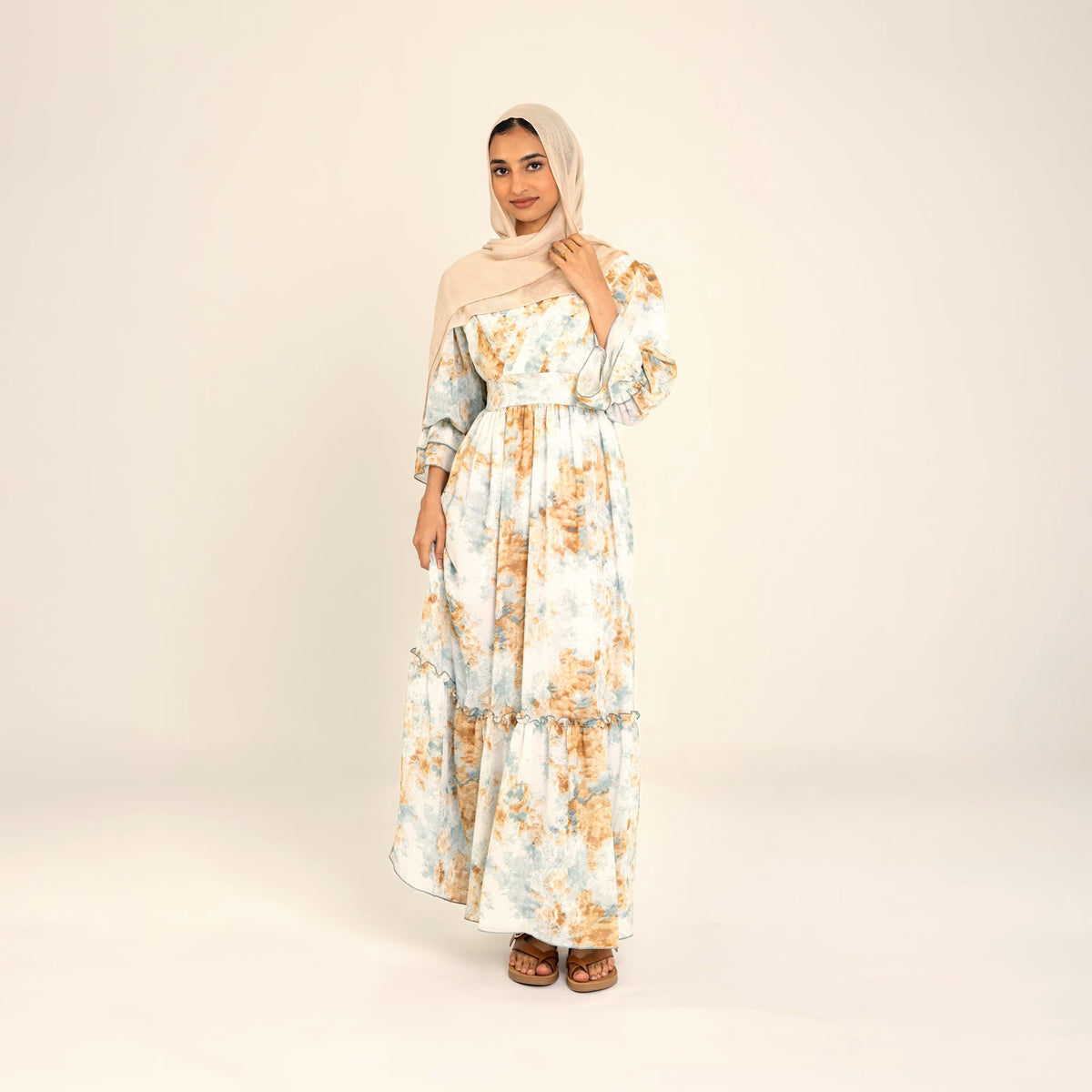 Mira watercolour floral abaya, front