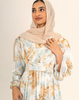 Mira watercolour floral abaya, detail