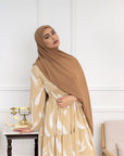 Noor champagne feather-print dress