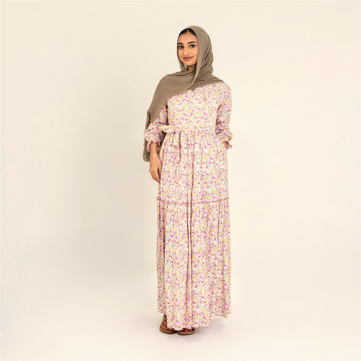 Zahra pink floral dress