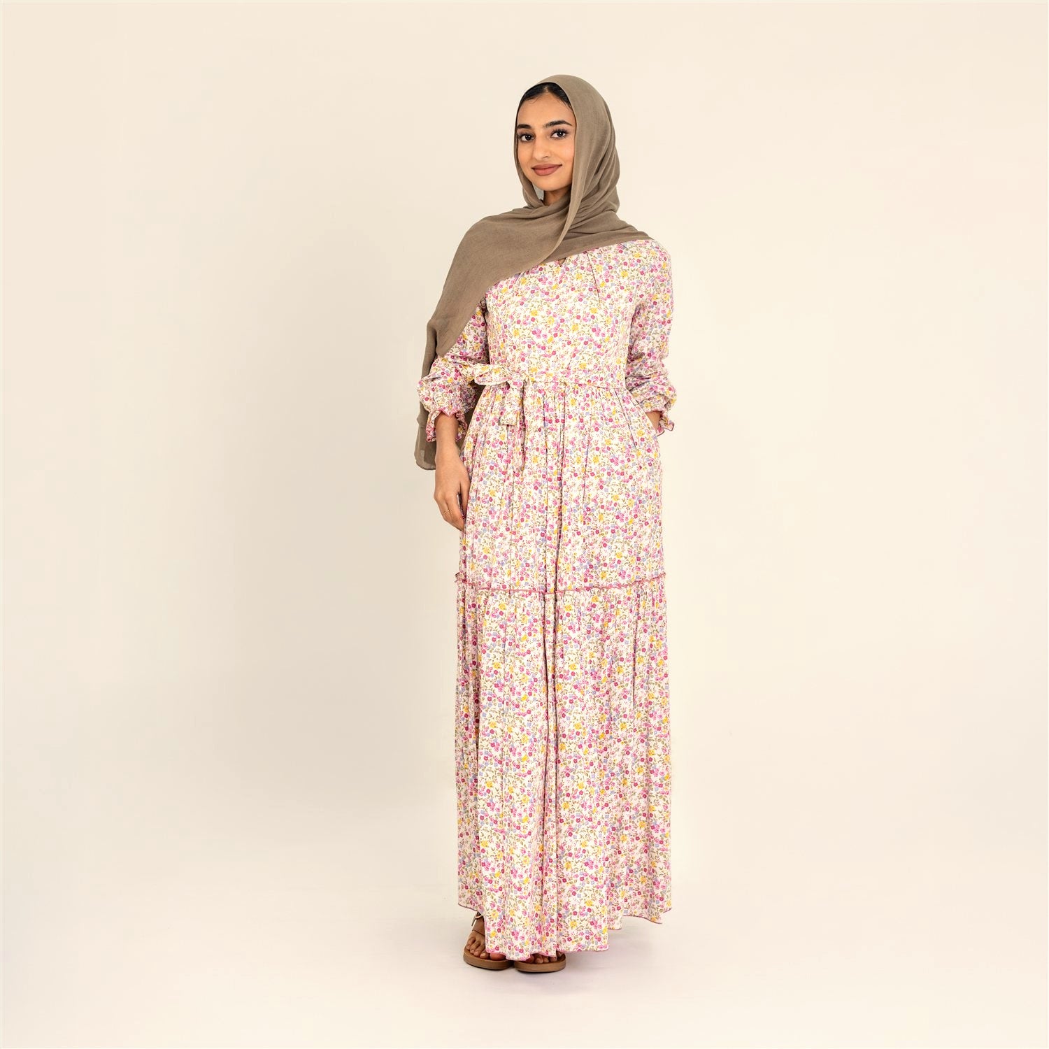 Zahra pink floral dress
