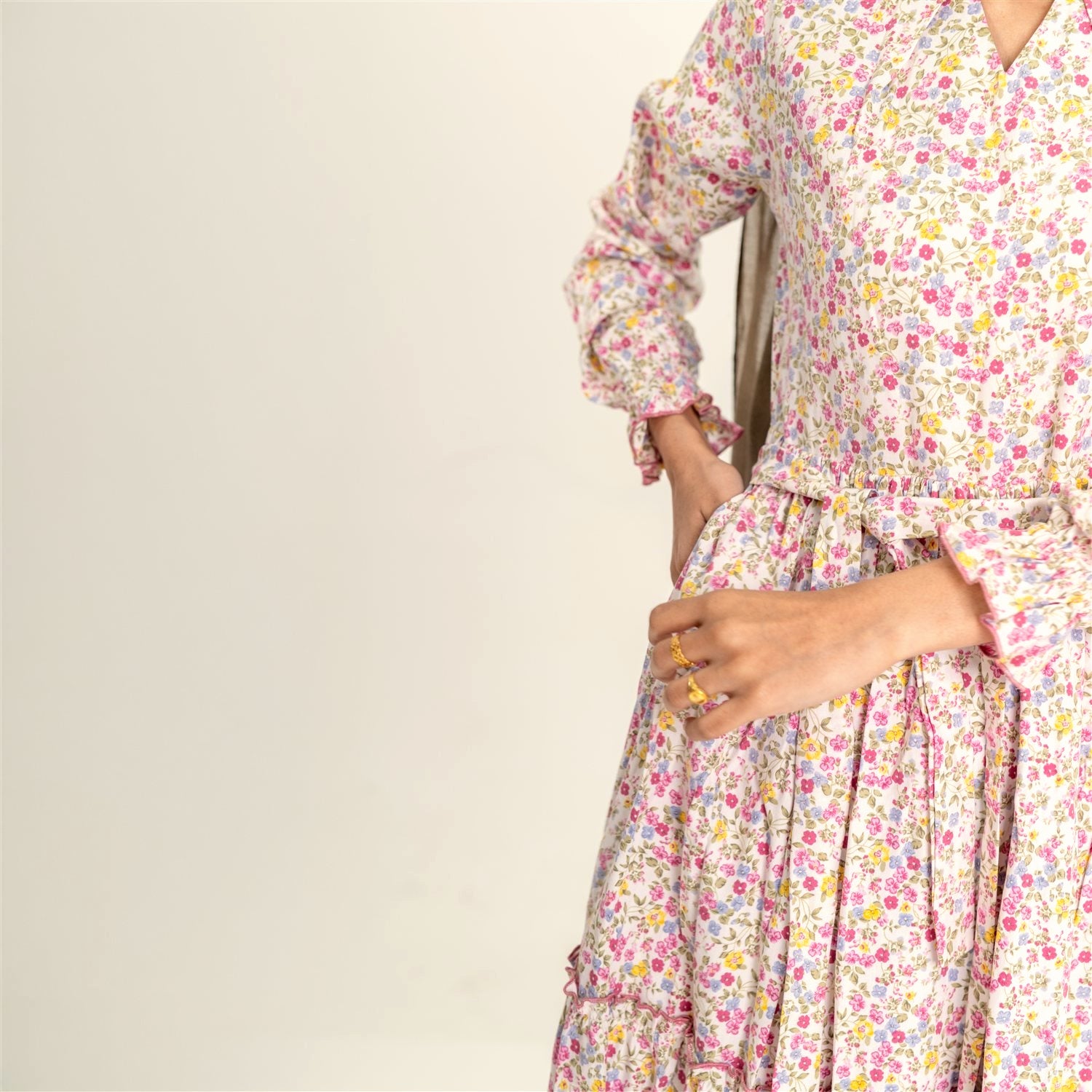 Zahra pink floral dress