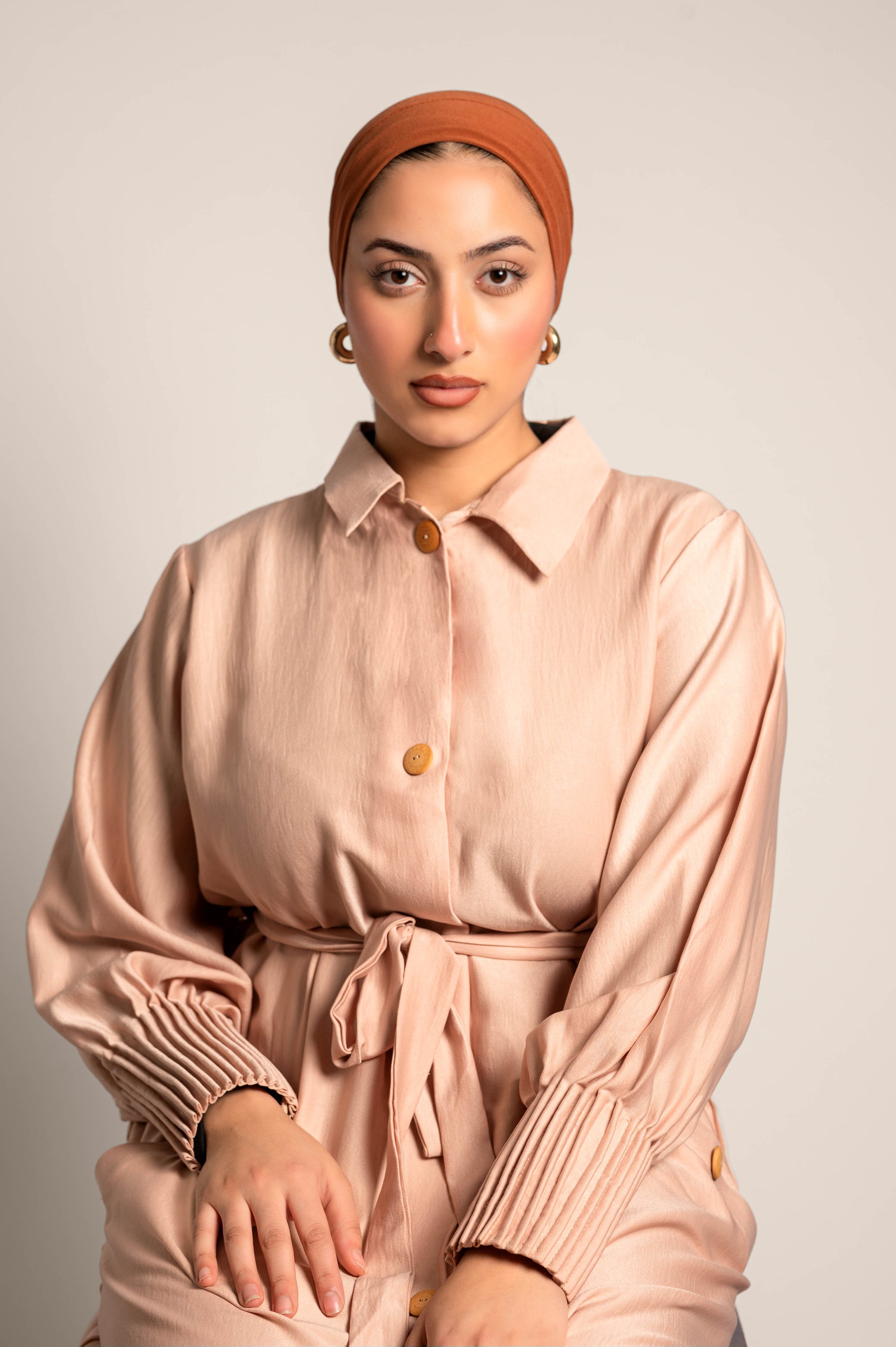 Modern Pointed Collar Dress | long sleeve shirt dress with tie waist