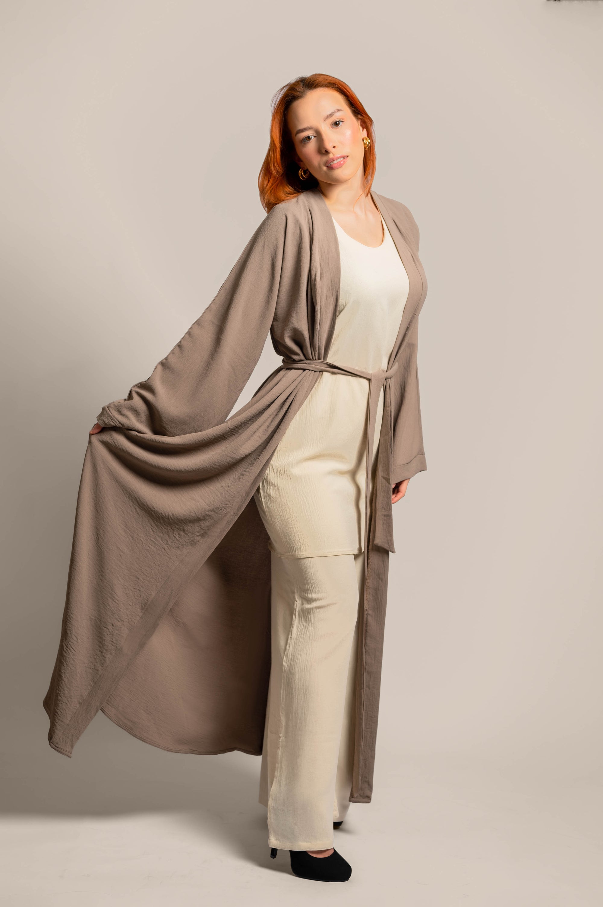 Pretty In Pastel Brown Long Sleeve Abaya