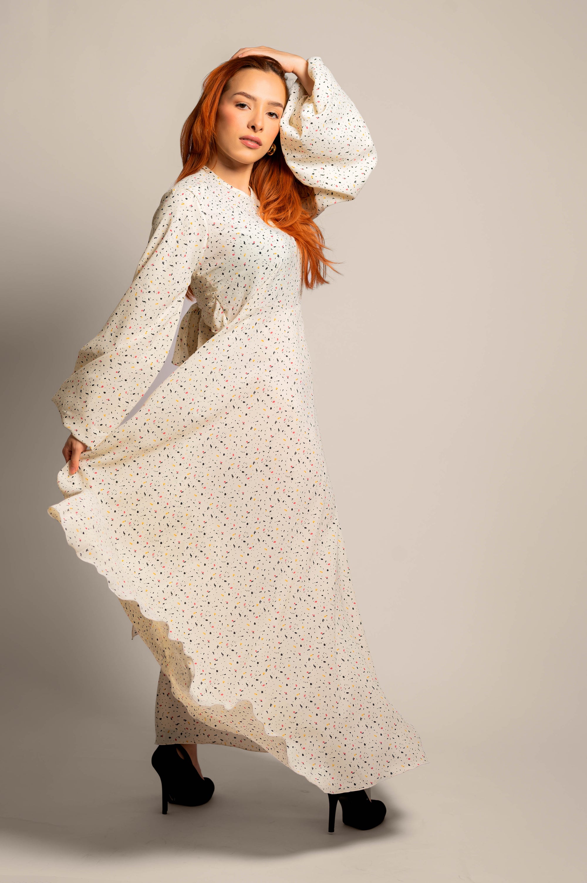 White Miracles Long Cuff Sleeve Dress