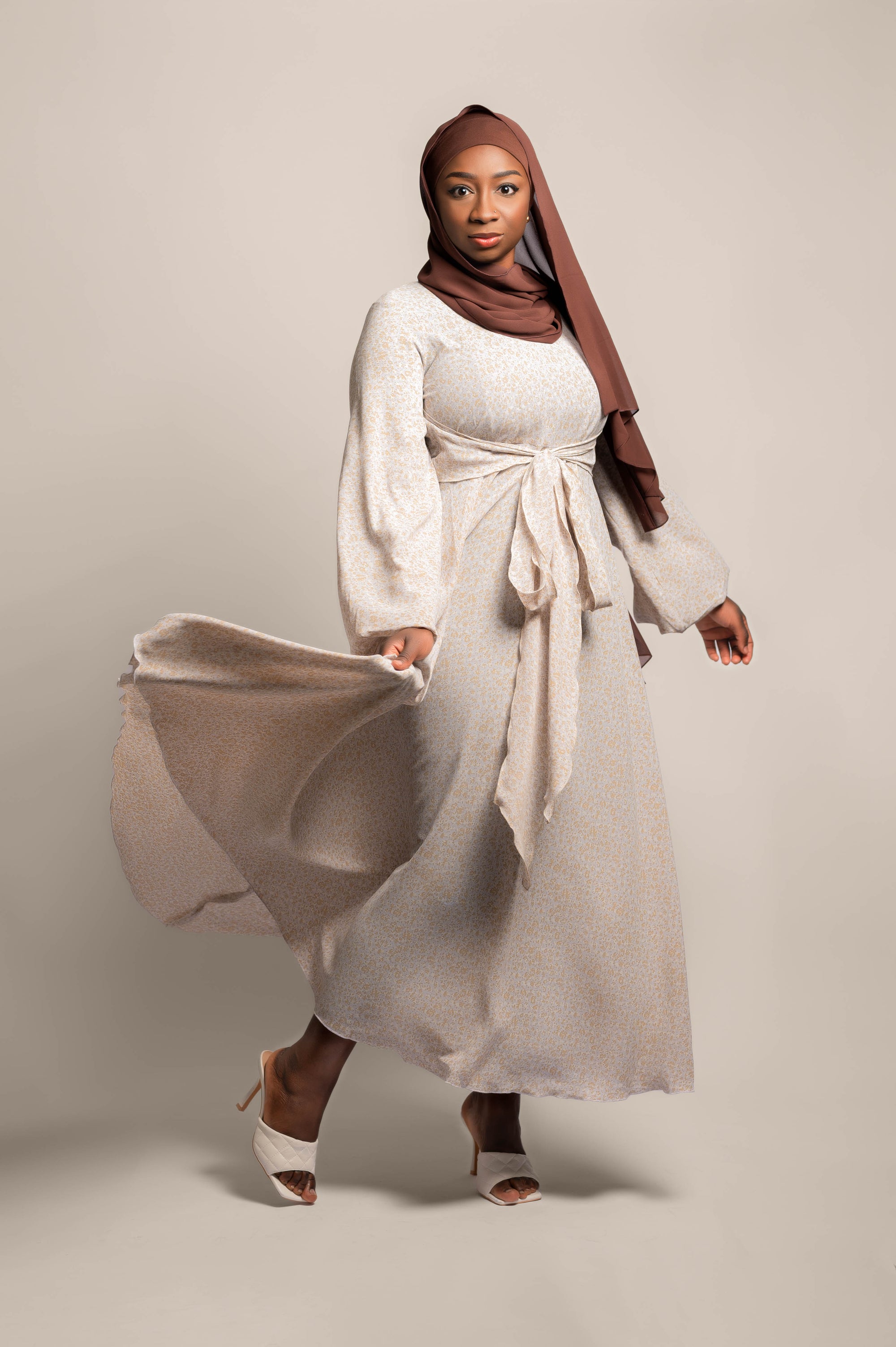 White Blossom A-line Luxe Dress
